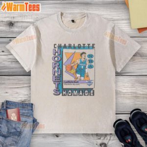 Alt Text: Awesome Charlotte Hornets trading card featuring LaMelo Ball on a stylish washed t-shirt, perfect for fans.