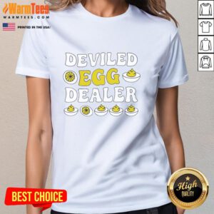 Alt Text: Awesome Deviled Egg Dealer Thanksgiving Ladies Tee featuring a fun graphic design perfect for holiday gatherings.