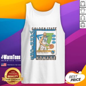 Awesome Golden State Warriors trading card featuring Stephen Curry on a stylish tank top design.