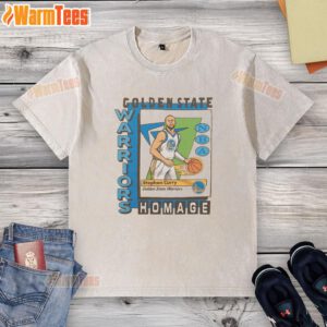 Alt Text: Awesome Golden State Warriors trading card featuring Stephen Curry on a washed t-shirt design.