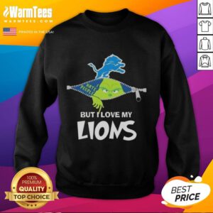 Awesome Grinch Christmas sweatshirt featuring Detroit Lions logo, perfect for festive football fans and holiday cheer.