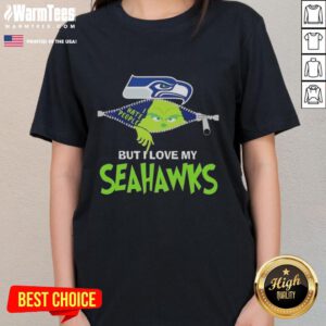 Awesome Grinch Christmas tee for ladies featuring Seattle Seahawks design, perfect for holiday football fans.