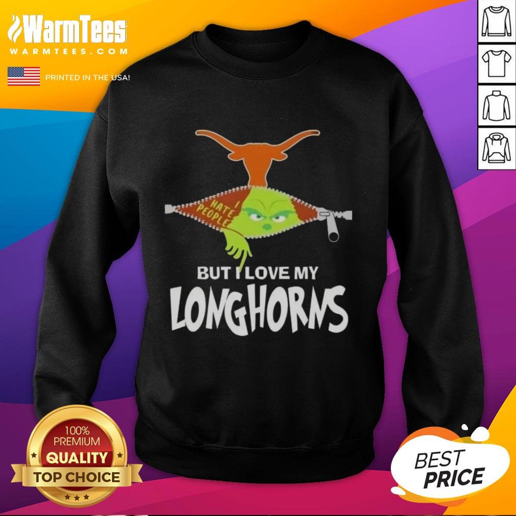Awesome Grinch Christmas sweatshirt featuring Texas Longhorns design, perfect for holiday cheer and team spirit.