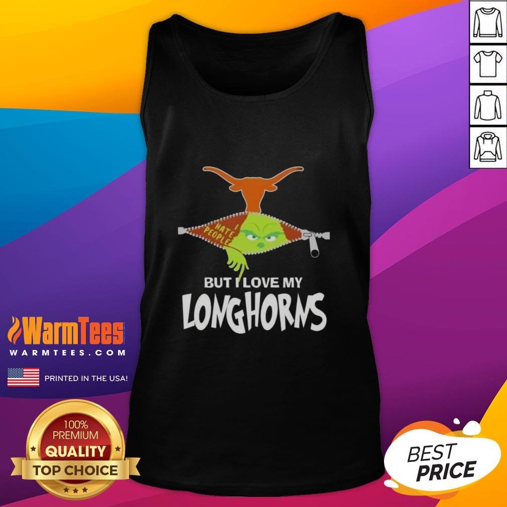 Awesome Grinch Christmas tank top featuring Texas Longhorns logo, perfect for festive holiday cheer and sports fans.