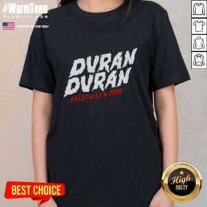 Awesome Halloween 2025 Duran Duran ladies tee featuring vibrant design, perfect for festive celebrations and music fans.