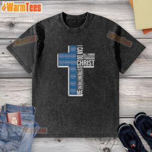 Awesome I Can Do All Things Through Christ Who Strengthens Me Utah State Aggies Football Cross Washed T-Shirt design