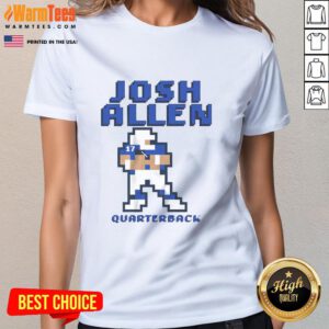 Awesome Josh Allen Buffalo Bills quarterback pixel ladies tee featuring bold graphics and vibrant colors.