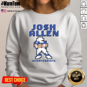Alt Text: Awesome Josh Allen Buffalo Bills quarterback pixel sweatshirt, featuring a vibrant graphic and comfortable fit.