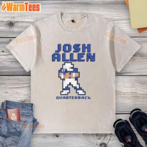 Awesome Josh Allen Buffalo Bills quarterback pixel washed t-shirt featuring vibrant graphics and a comfortable fit.