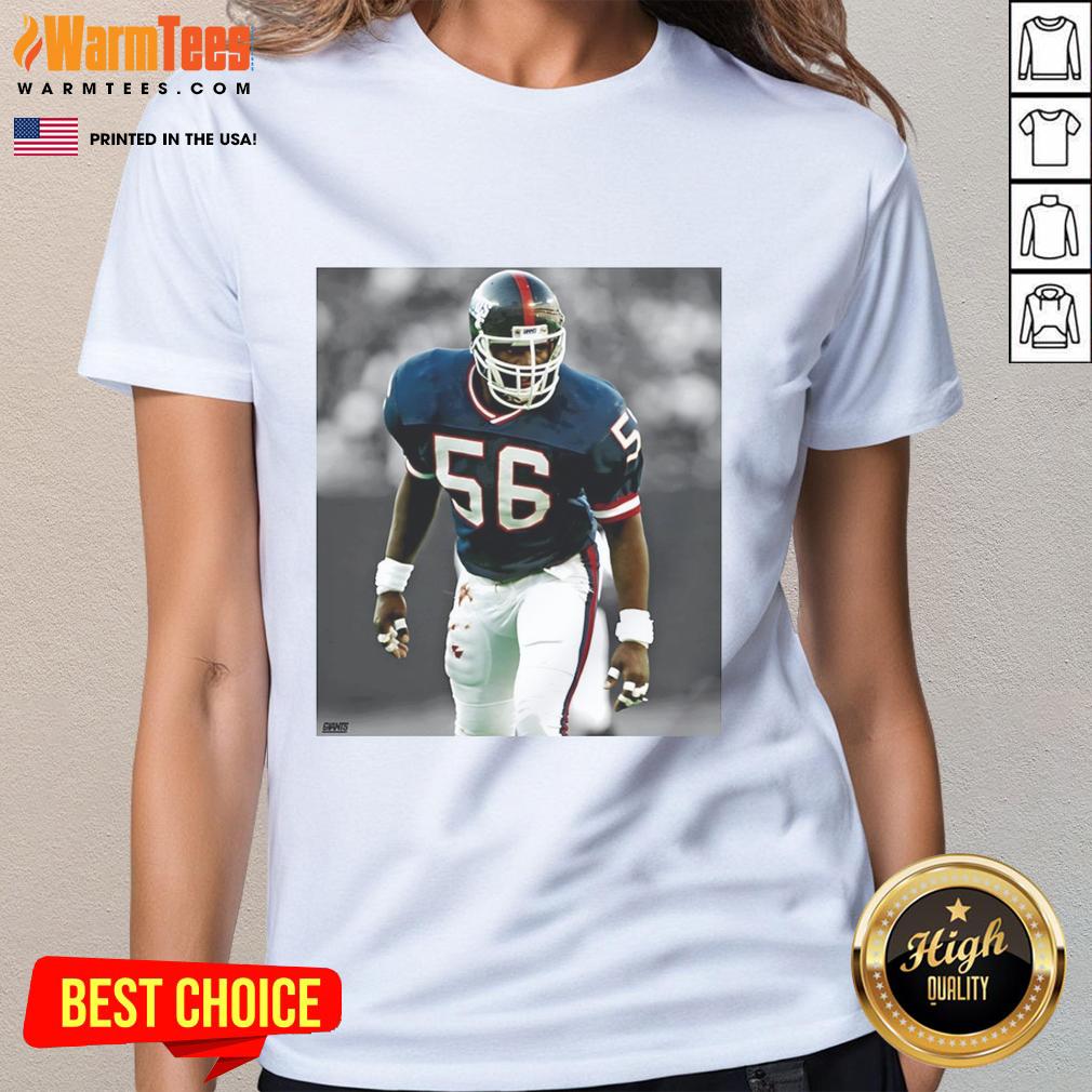 Alt Text: Awesome Lawrence Taylor New York Giants football ladies tee featuring vibrant graphics and stylish design for fans.