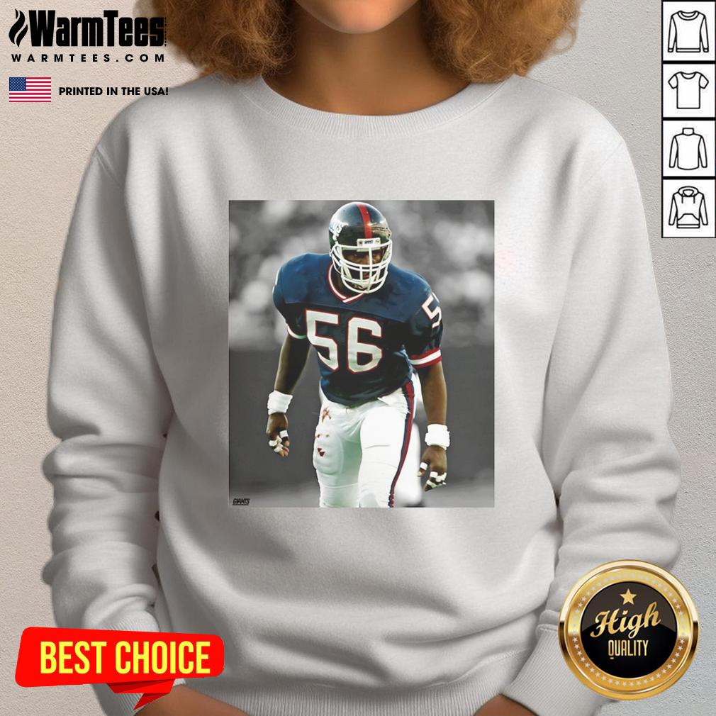 Awesome Lawrence Taylor New York Giants football sweatshirt featuring team colors and iconic player design.