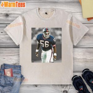 Awesome Lawrence Taylor New York Giants football washed t-shirt featuring vintage design and vibrant team colors.