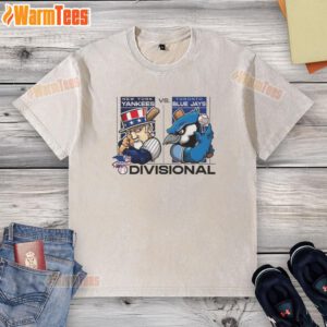 Awesome New York Yankees vs Toronto Blue Jays 2025 ALDS mascot washed t-shirt showcasing team spirit and design.