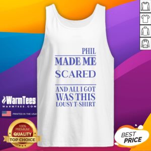 Awesome Phil Made Me Gay tank top featuring bold graphics, perfect for pride celebrations and showcasing LGBTQ+ pride.