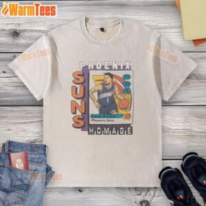 Awesome Phoenix Suns trading card featuring Devin Booker on a stylish washed t-shirt for basketball fans.