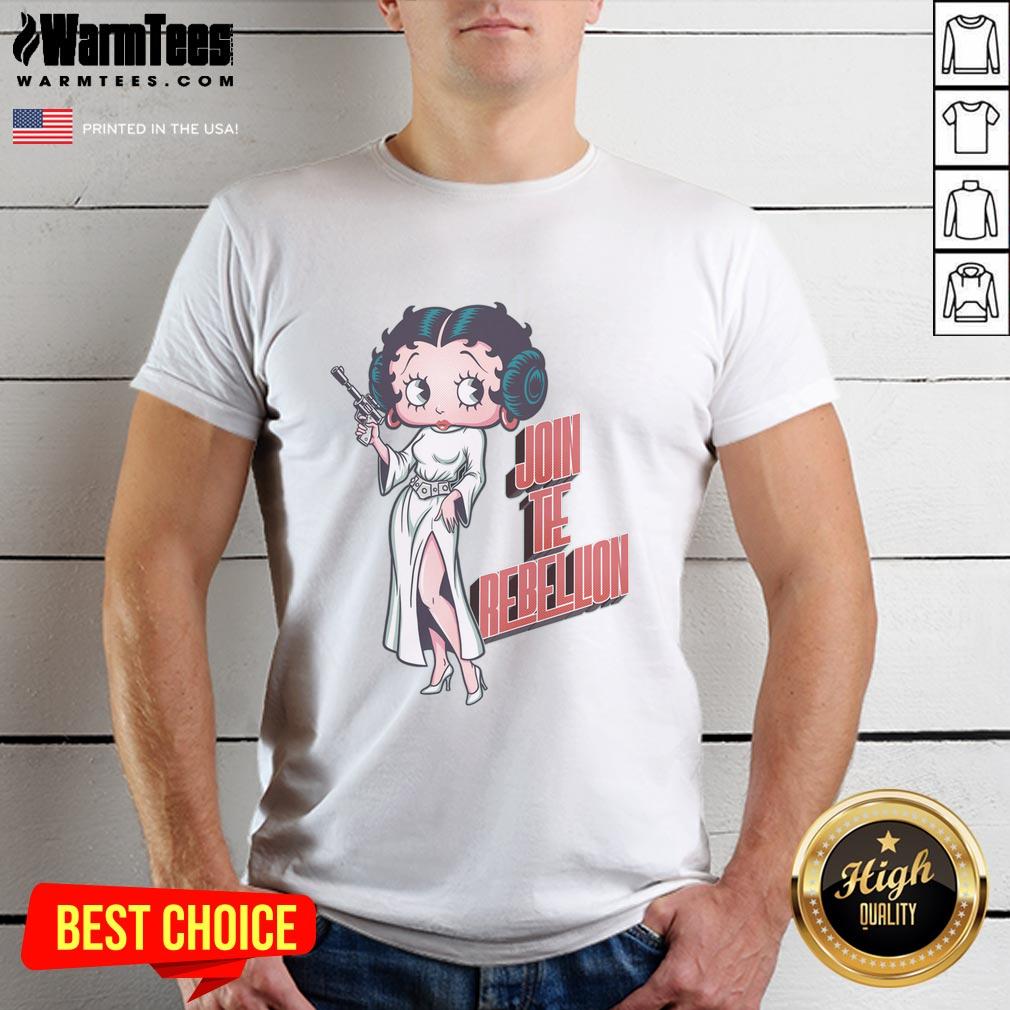 Alt Text: Awesome Rebel Pinup T-Shirt featuring a retro cartoon princess parody, perfect for joining the rebellion in style.