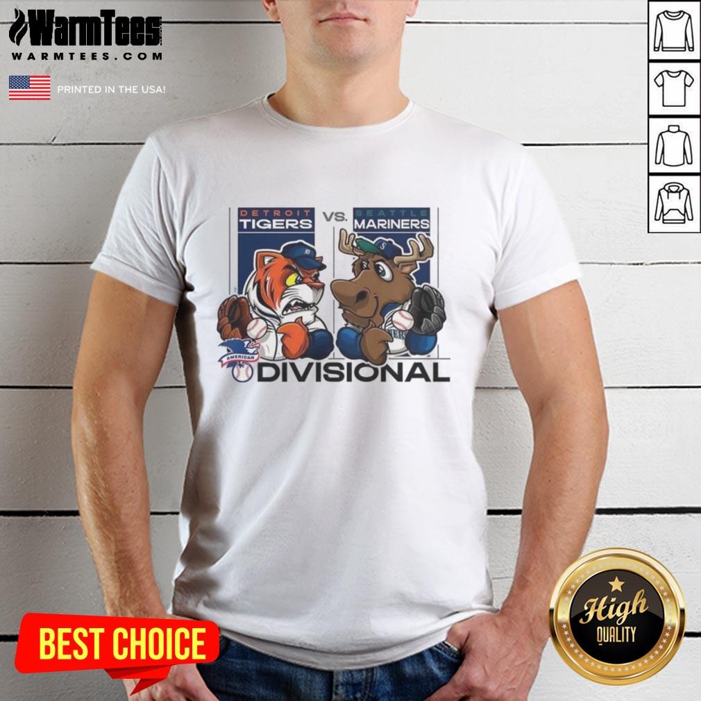Awesome Seattle Mariners vs Detroit Tigers AL Division Series 2025 mascot t-shirt showcasing team spirit and vibrant design.