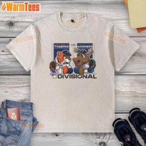 Awesome Seattle Mariners vs Detroit Tigers American League Division Series 2025 mascot washed t-shirt design.