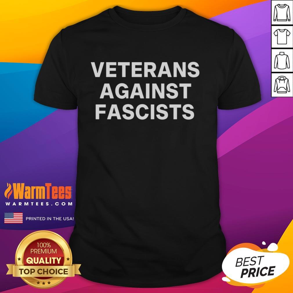Awesome Veterans Against Fascism T-Shirt featuring bold graphics promoting anti-fascism and veteran pride.