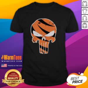 Alt Text: Awesome Who Dey Punisher Cincinnati Bengals T-Shirt featuring bold graphics and team colors for die-hard fans.