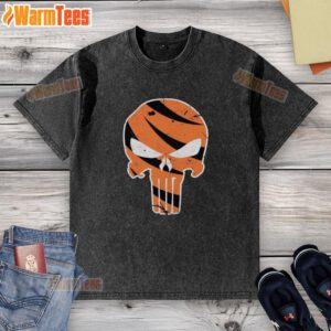 Awesome Who Dey Punisher Cincinnati Bengals washed t-shirt featuring a bold graphic design for fans.