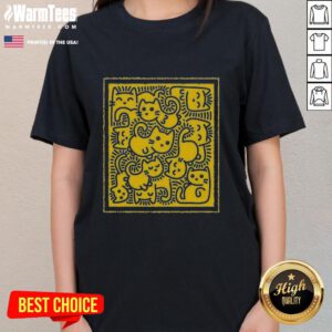 Cute Doodle Cats Ladies Tee featuring playful cat illustrations on a stylish women's t-shirt design.