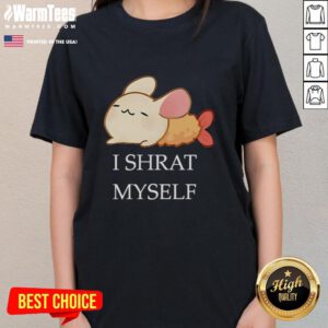 Cute I Shrat Myself cartoon ladies tee featuring a playful design perfect for casual wear and fun outfits.