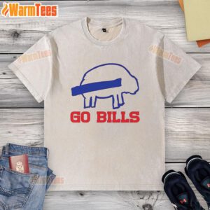 Alt Text: Funny Buffalo Bills football sketch on a washed t-shirt, perfect for fans celebrating game day. Go Bills!