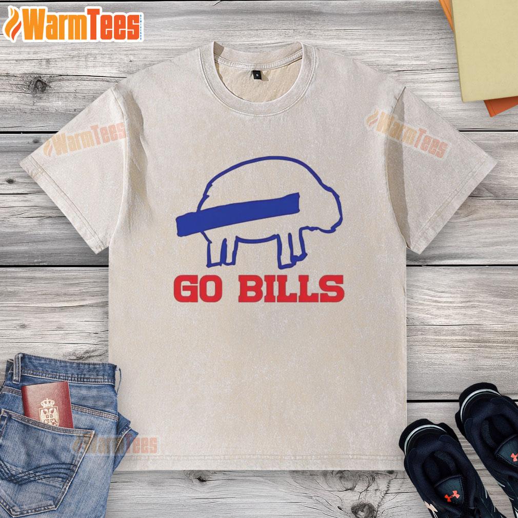Alt Text: Funny Buffalo Bills football sketch on a washed t-shirt, perfect for fans celebrating game day. Go Bills!
