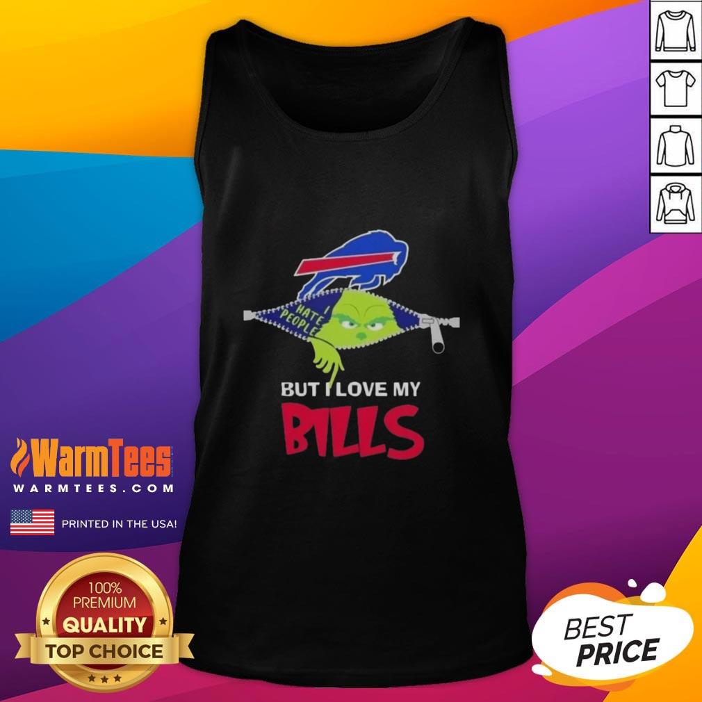 Funny Grinch Christmas tank top with Buffalo Bills design, perfect for festive football fans.