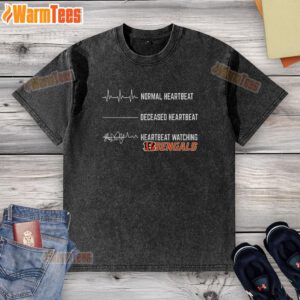 Funny heartbeat graphic on a Cincinnati Bengals washed t-shirt, perfect for fans showing team spirit and style.