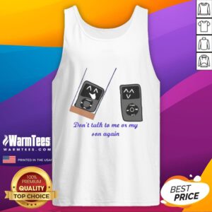 Alt Text: Funny iPod meme on a tank top featuring Don't talk to me or my son again text for humor lovers.