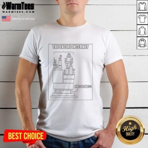 Funny meme T-shirt featuring 'The Entire Internet AWS US East 1' design, perfect for tech enthusiasts and meme lovers.