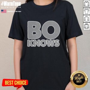Good Bo Jackson BO Knows Retro Ladies Tee featuring a vintage design celebrating sports legend Bo Jackson.