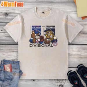 Good Chicago Cubs vs Milwaukee Brewers National League Divisional Series 2025 mascot washed t-shirt, featuring vibrant team graphics.