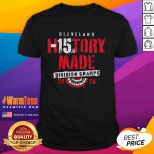 Alt Text: Good Cleveland Baseball H15Tory Made 2025 Division Champs T-Shirt featuring team colors and logo, perfect for fans.