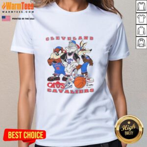 Good Cleveland Cavaliers NBA X Looney Tunes cartoon characters ladies tee featuring vibrant graphics and a trendy design.
