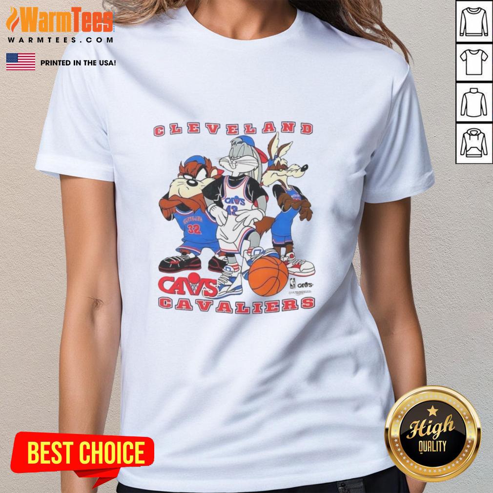 Good Cleveland Cavaliers NBA X Looney Tunes cartoon characters ladies tee featuring vibrant graphics and a trendy design.