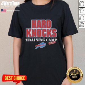 2025 Buffalo Bills Ladies Tee from Good Hard Knocks Training Camp, featuring team colors and logo for female fans.