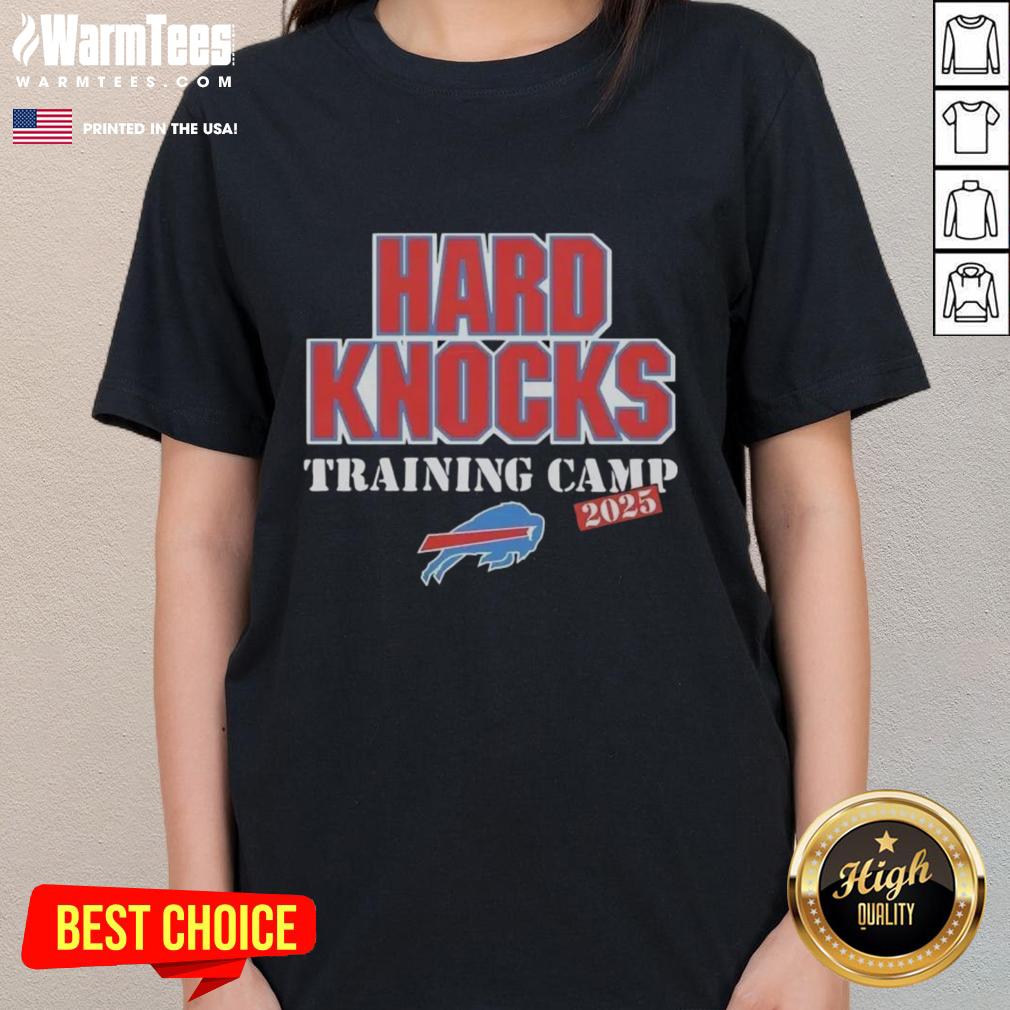 2025 Buffalo Bills Ladies Tee from Good Hard Knocks Training Camp, featuring team colors and logo for female fans.