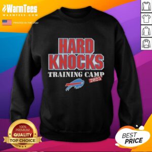 Buffalo Bills 2025 sweatshirt from Good Hard Knocks Training Camp, featuring team logo and vibrant colors for fans.