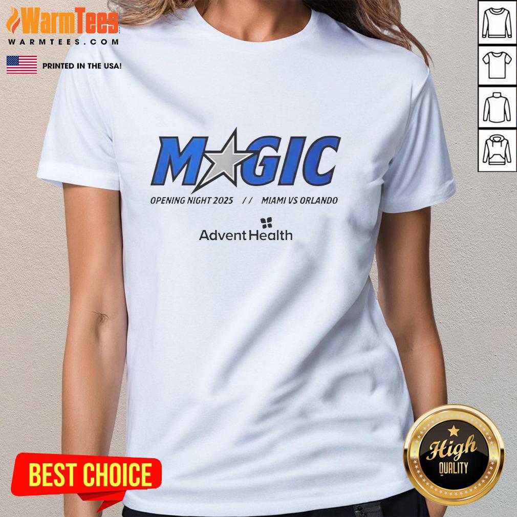 Good Magic Opening Night 2025 Miami vs Orlando Ladies Tee featuring vibrant colors and stylish design for fans.