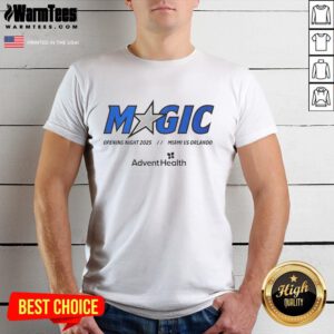 Good Magic Opening Night 2025 Miami vs Orlando T-Shirt featuring vibrant team graphics and event details.
