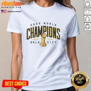 Good OKC Thunder NBA Champions 2025 trophy ladies tee featuring vibrant design celebrating Oklahoma City's victory.