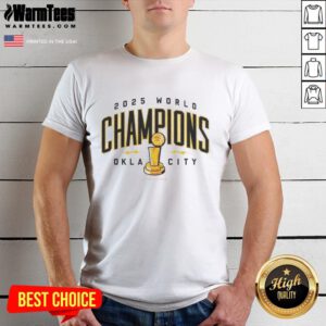 Good OKC Thunder NBA Champions 2025 Oklahoma City trophy T-shirt featuring team colors and logo for fans.