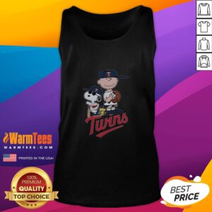 Good Peanuts characters on a Minnesota Twins tank top, perfect for baseball fans and summer casual wear.