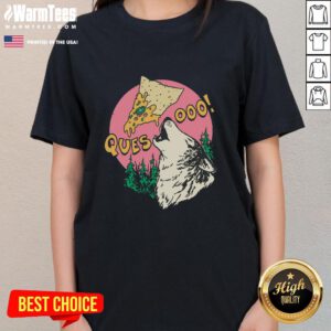 Good Queso Lupus Wolf Pizza Ladies Tee featuring a playful wolf graphic and pizza design for trendy casual wear.