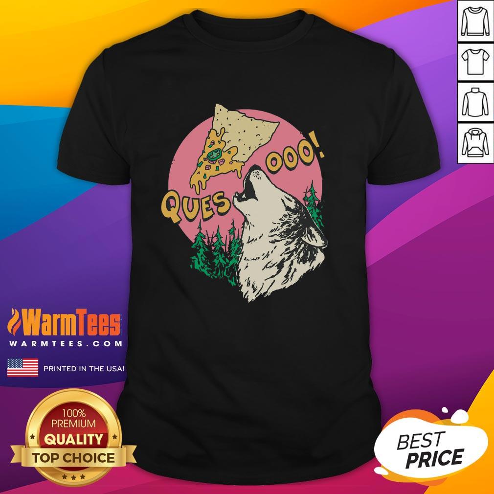Good Queso Lupus Wolf Pizza T-Shirt featuring a fun wolf graphic and pizza design, perfect for pizza lovers and wolf enthusiasts.