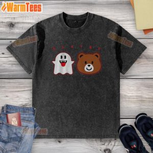 Good Shayne Gostisbehere Ghost Bear Halloween washed t-shirt featuring a fun graphic design for hockey fans.