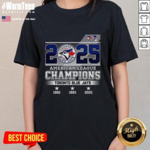 1992-1993 Toronto Blue Jays American League Champions ladies tee, celebrating baseball history and team pride.